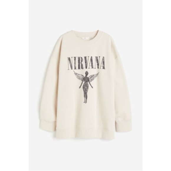Cream Nirvana Oversized Sweatshirt (XS) - Picture 5 of 6